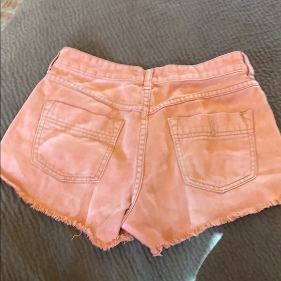 Free People rust orange gray hem denim shorts jean - Picture 4 of 8